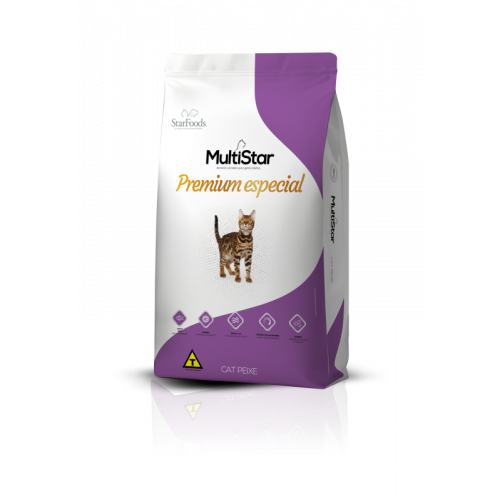 ALIM GATOS MULTI STAR 1KG - PEIXE FD COM 5 UM