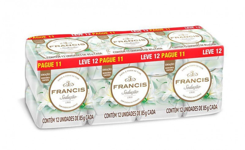 PROMOPACK SABONETE BARRA FRANCIS 85G LEVE 12 PAGUE 11 - SUAVE BRANCO DZ COM 12 UM