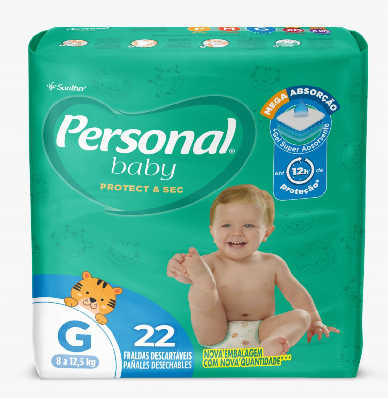 Fralda Personal Baby Protect&Sec Jumbo GD C/22 UN FD com 12 PT