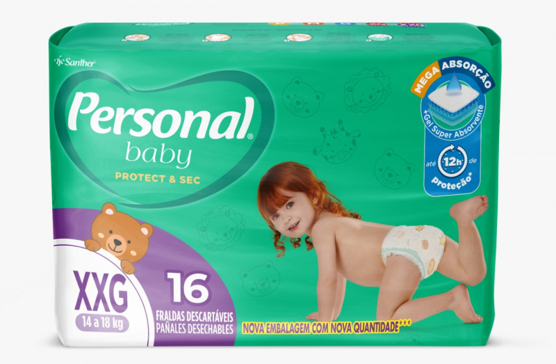 Fralda Personal Baby Protect&Sec Jumbo XXG C/16 UN FD com 12 PT