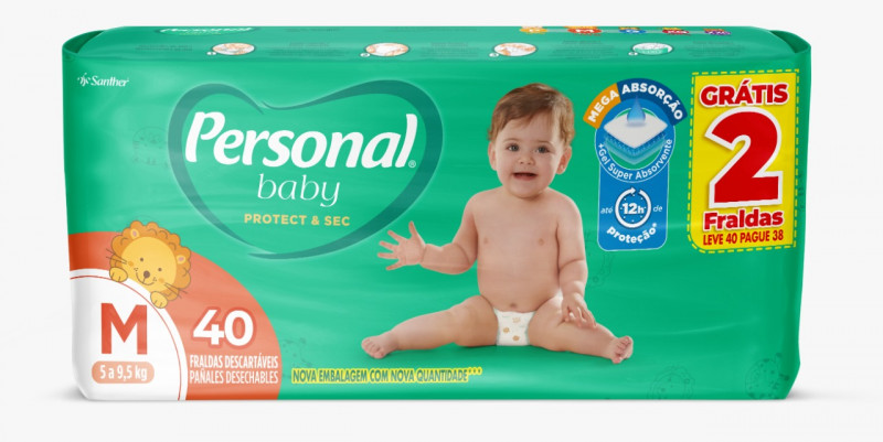 Fralda Personal Baby Protect&Sec Mega MD C/40 UN FD com 9 PT