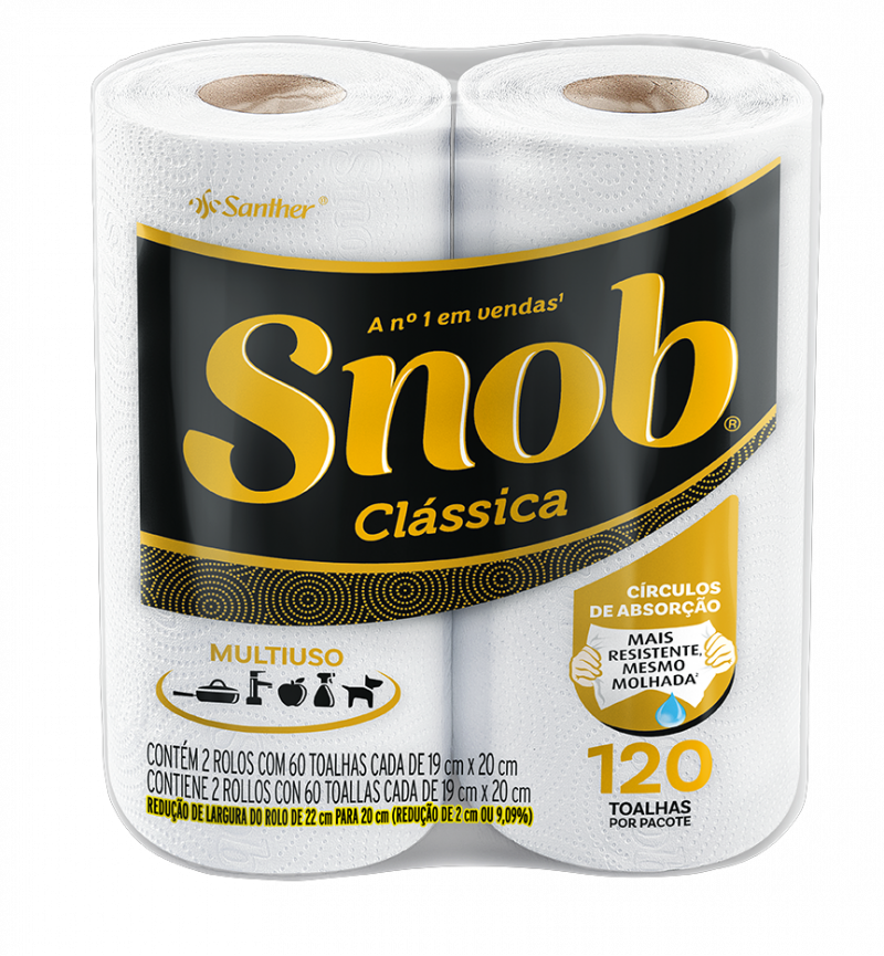 TOALHA DE PAPEL SNOB F DUPLA C/2 UNID - BRANCA PT COM 2 UM
