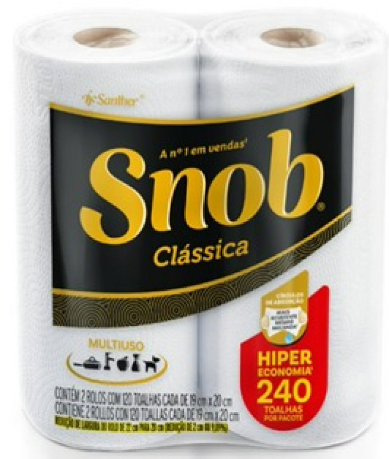 TOALHA DE PAPEL SNOB F DUPLA HIPER C/2 UN - FD COM 10 PT