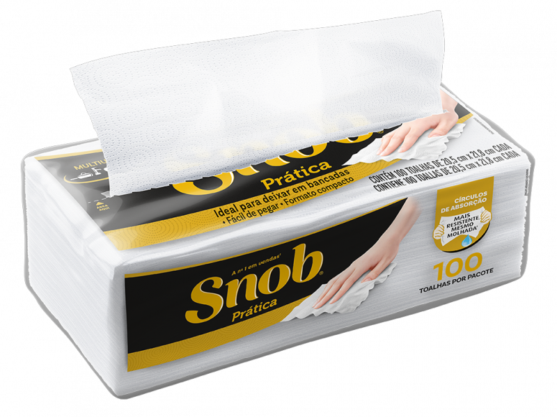 TOALHA DE PAPEL SNOB INTERFOLHADA C/100FL - 20,5 x 21,8 CM PT COM 100 FL