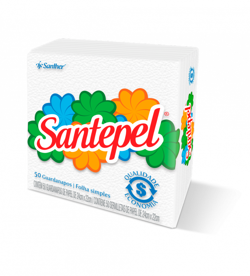 GUARDANAPO SANTEPEL PEQUENO - C/50 FOLHAS CF COM 16 UM