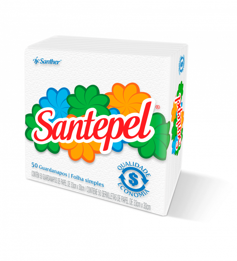 GUARDANAPO SANTEPEL GRANDE - C/50 FOLHAS CF COM 12 PT