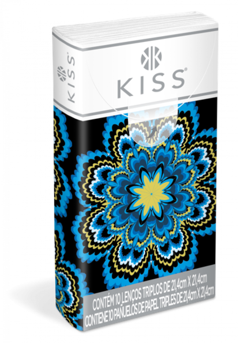 LENÇO FACIAL KISS DE BOLSO C/10 FOLHAS - FOLHA TRIPLA DS COM 28 UM