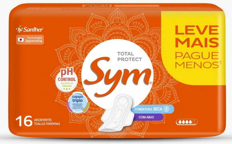 ABSORVENTE SYM PROMOCIONAL C/ ABAS 16UM - SECA CF COM 15 UM