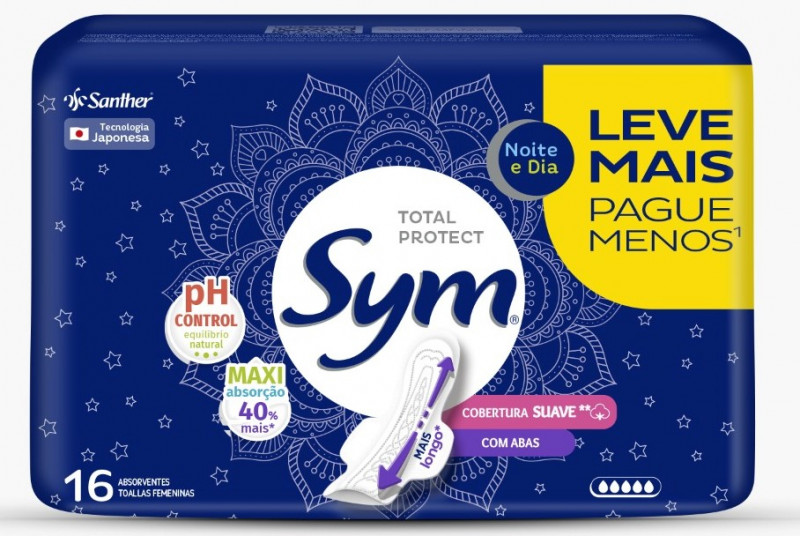 ABSORVENTE SYM PROMOCIONAL C/ ABAS 16UM - NOITE E DIA CF COM 15 UM