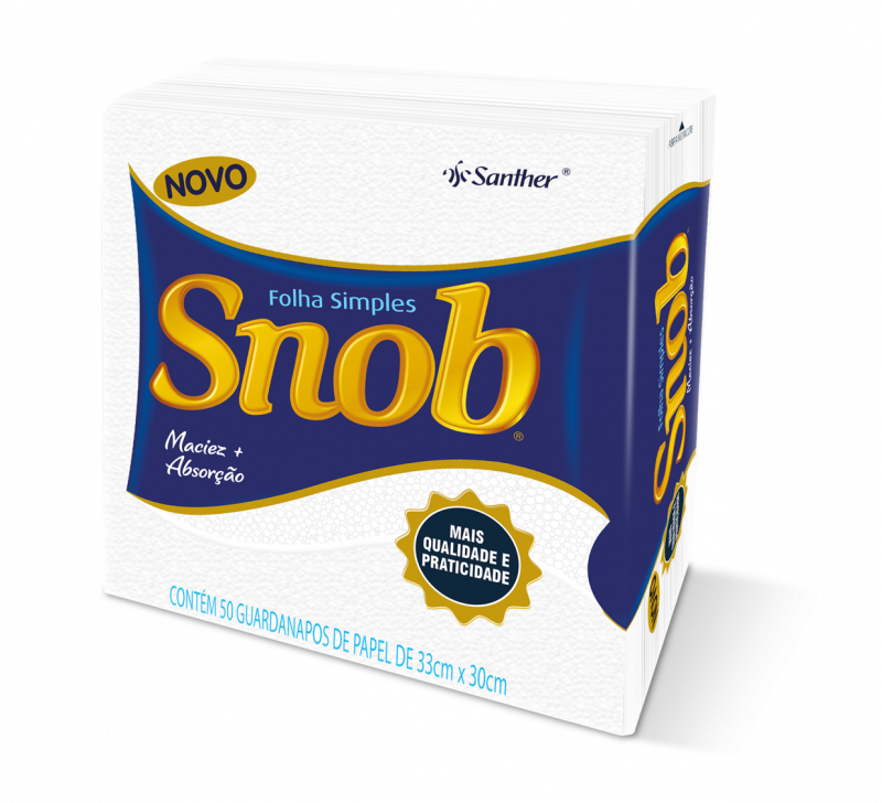 GUARDANAPO SNOB FOLHA SIMPLES GRANDE C/50 FOLHAS - BRANCO CX COM 48 PT