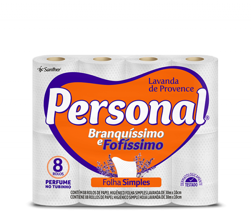 PERSONAL FOLHA SIMPLES COMPACTO C/8 UNIDADES - LAVANDA FD COM 8 PT