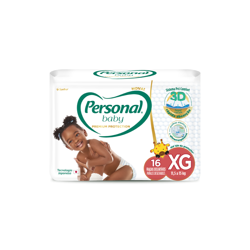 FRALDA PERSONAL BABY PREMIUM PROTECTION - XG C/16 UN FD COM 12 PT - Santher