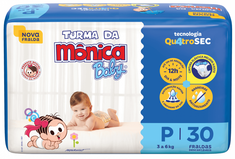 Fralda Turma da Mônica Jumbo (P) C/30 Fardos com 6 Pacotes