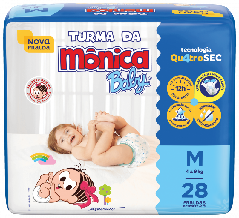 Fralda Turma da Mônica Jumbo (M) C/28 Fardos com 6 Pacotes
