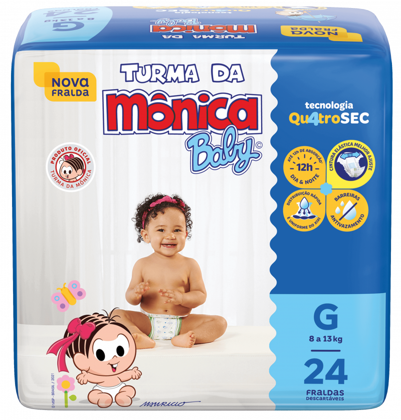 Fralda Turma da Mônica Jumbo (G) C/24 Fardos com 6 Pacotes