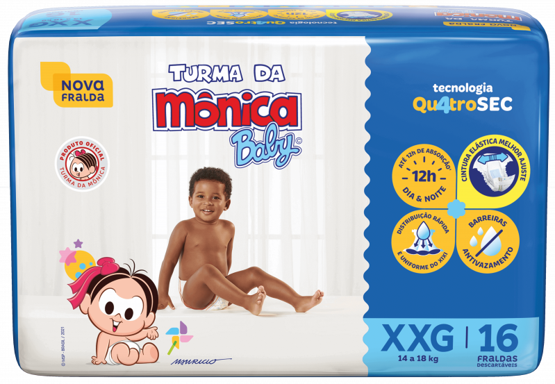 Fralda Turma da Mônica Jumbo (XXG) C/16 Fardos com 6 Pacotes