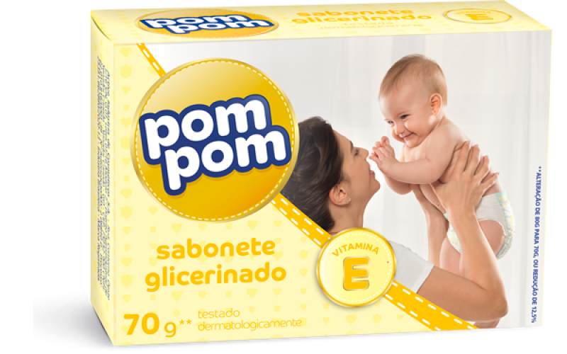 POMPOM SABONETE INFANTIL 70GR - GLICERINA DZ COM 12 UM