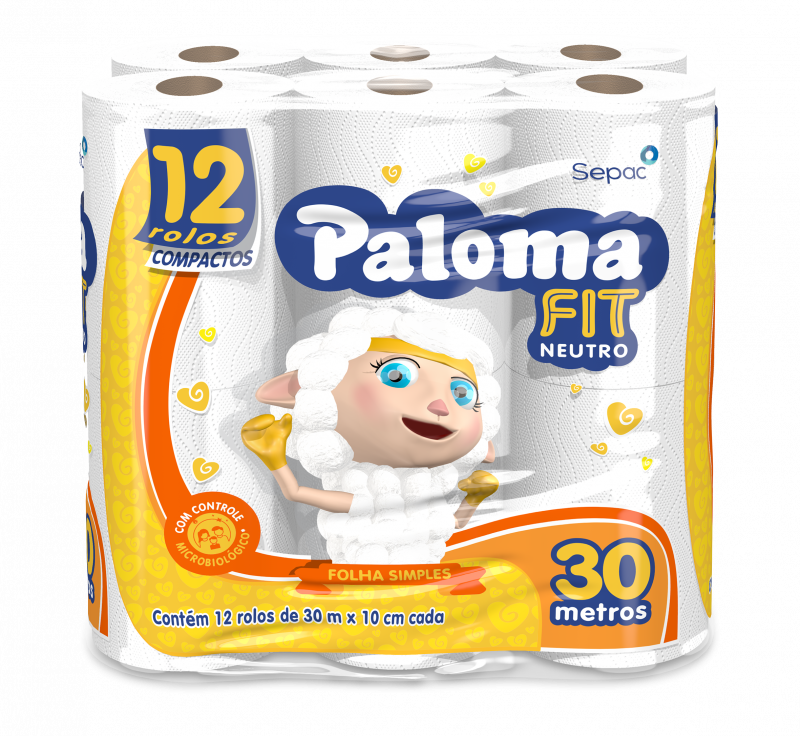 PALOMA FIT C/12 FOLHA SIMPLES 30MTS - NEUTRO FD COM 6 PT