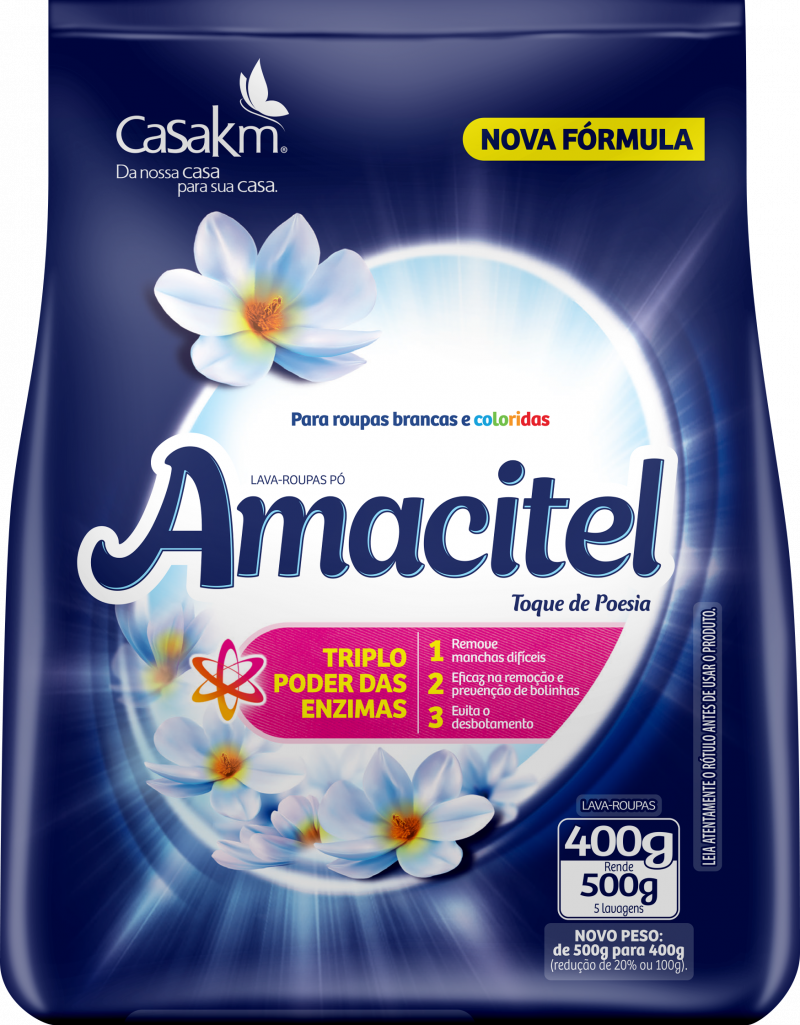 LAVA ROUPAS EM PO AMACITEL 400G - TOQUE DE POESIAFD COM 24 UM