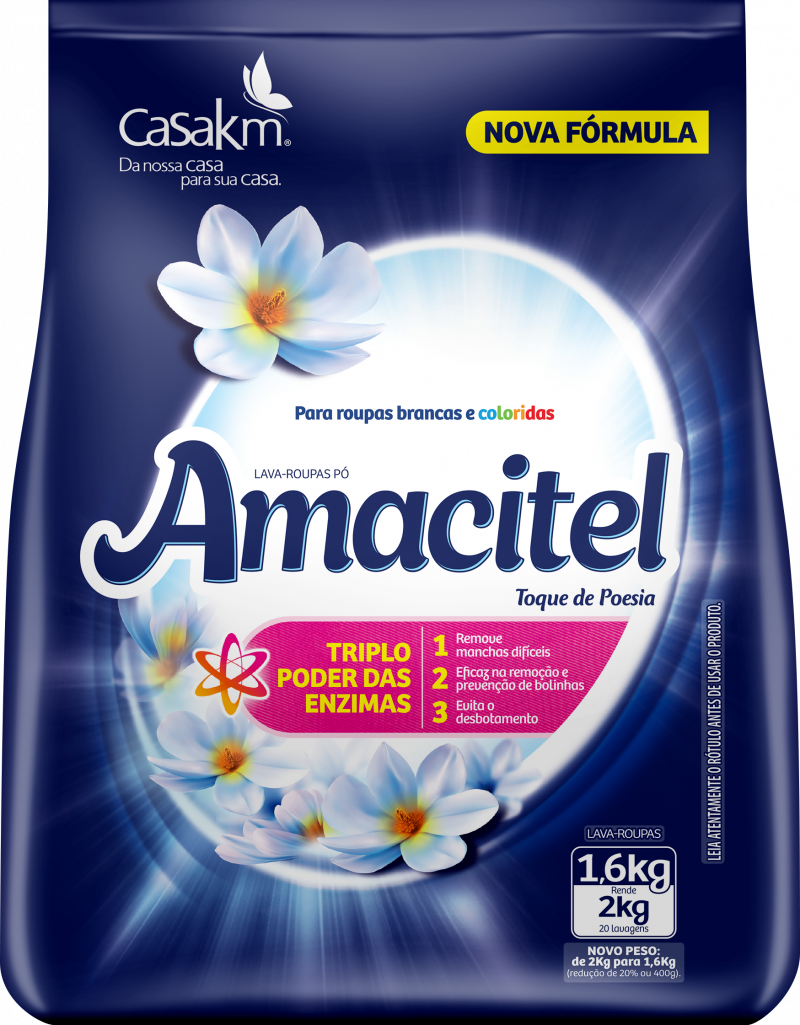 LAVA ROUPAS EM PO AMACITEL 1,6 KG - TOQUE DE POESIA FD COM 7 UM
