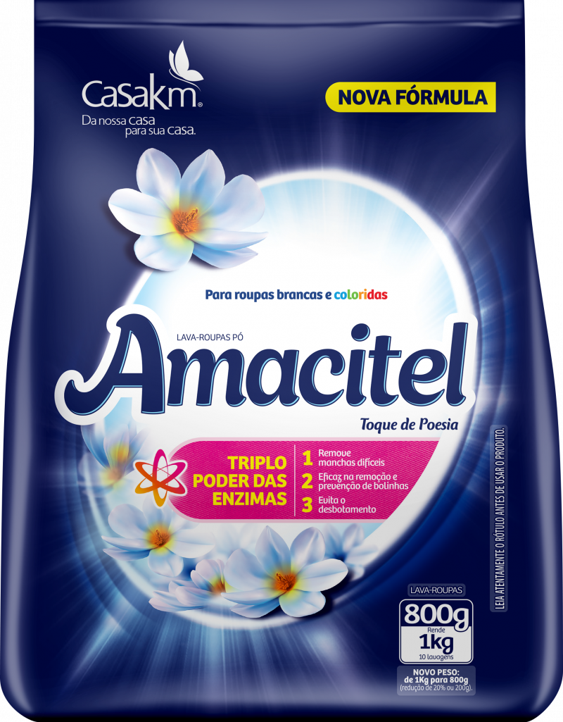 LAVA ROUPAS EM PO AMACITEL 800G - TOQUE DE POESIA FD COM 16 UM