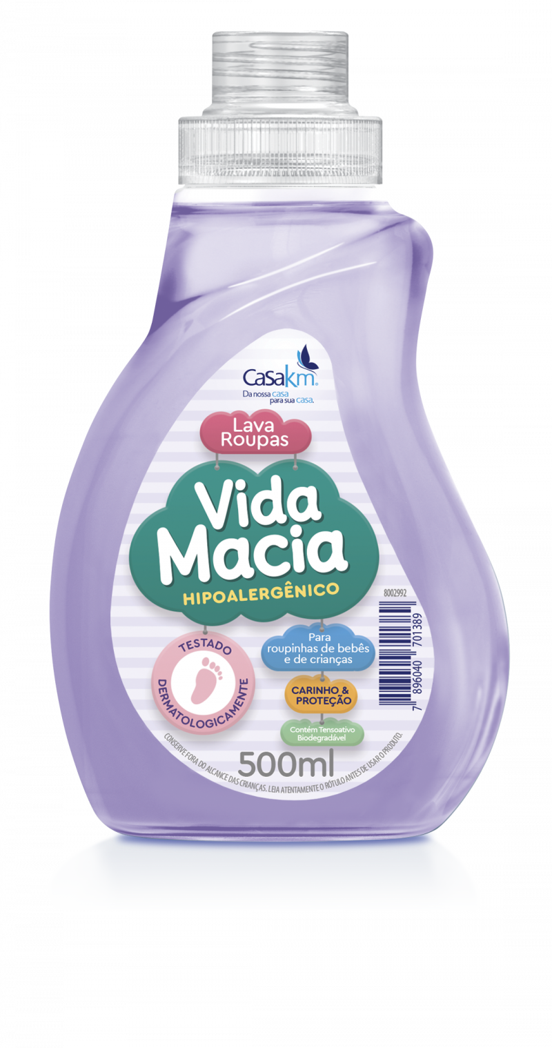 LAVA ROUPAS INFANTIL VIDA MACIA 500ML - LÍQUIDO UM COM 1 UM