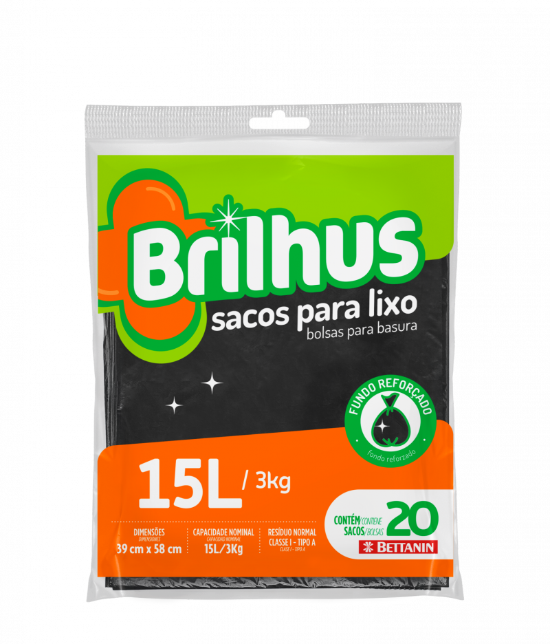 BRILHUS SACO P/ LIXO ALMOFADA - 15L UM COM 1 UM