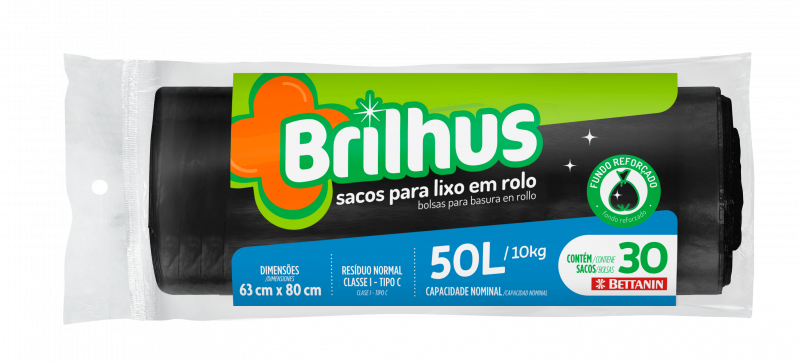 BRILHUS SACO P/ LIXO ROLO - 50L UM COM 1 UM