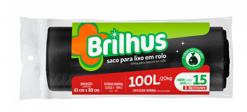 BRILHUS SACO P/ LIXO ROLO - 100L UM COM 1 UM