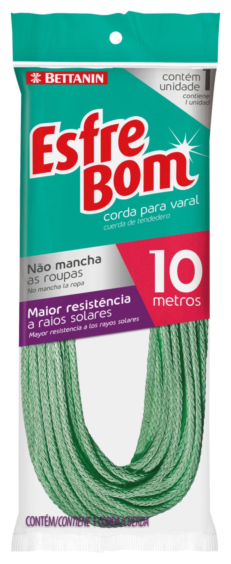 ESFREBOM CORDA P/VARAL PLÁSTICO - 10M PT COM 12 UM