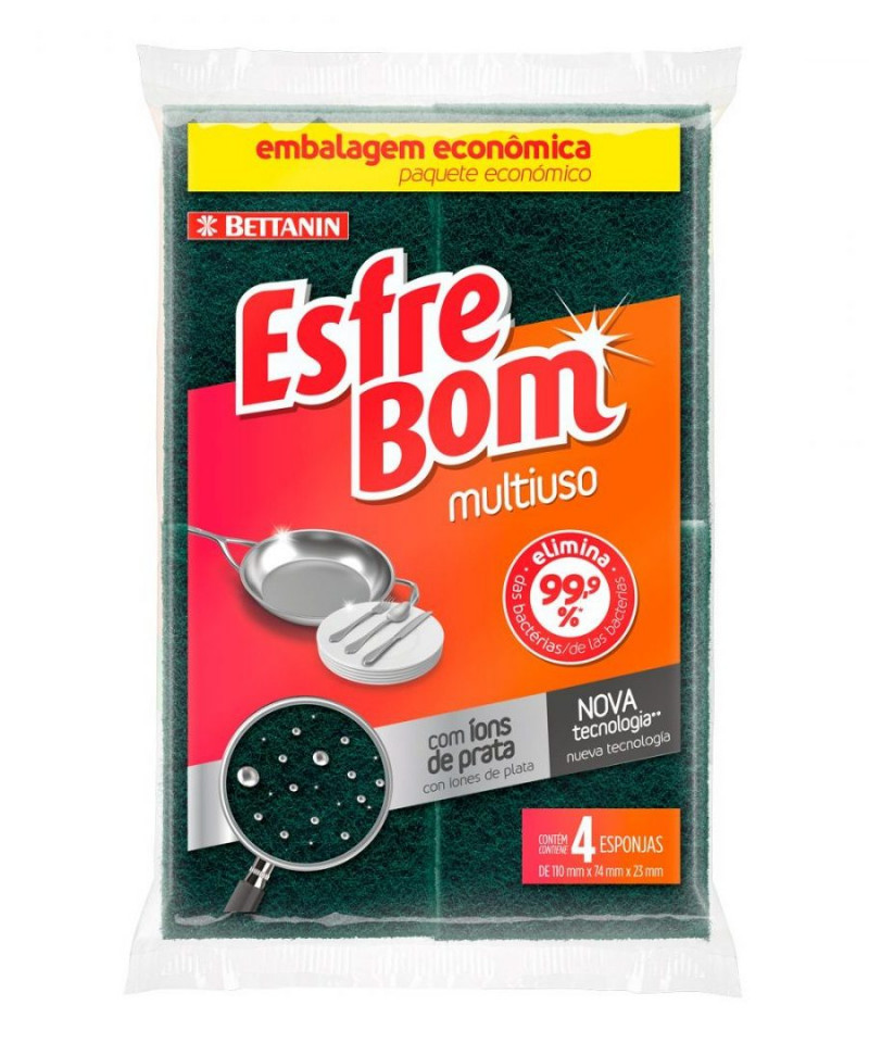 ESFREBOM ESPONJA MULTIUSO L4P3 - ABRASIVA CX COM 144 UM