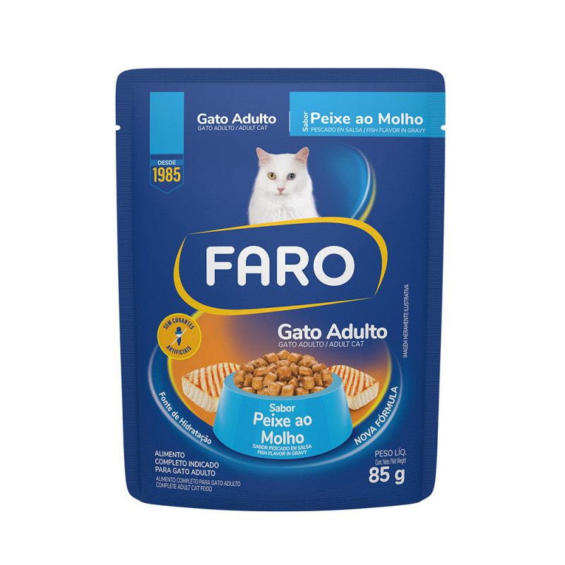 FARO GATO ADULTO SACHE 85G - PEIXE DS COM 18 UN