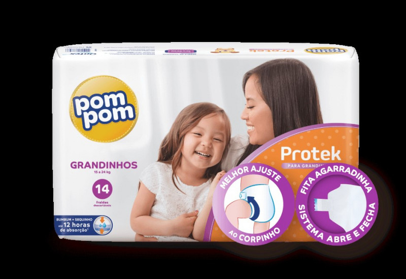 Fralda Pom Pom Protek Jumbo - Grandinho C/14 FD com 6 PT