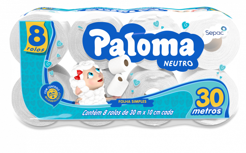 PALOMA C/8 FOLHA SIMPLES 30MTS - NEUTRO FD COM 8 PT