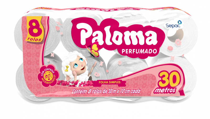 PALOMA C/8 FOLHA SIMPLES 30MTS - PERFUMADO FD COM 8 PT