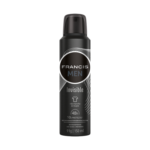 DESODORANTE AEROSOL FRANCIS 150ML - INVISIBLE UM COM 1 UM