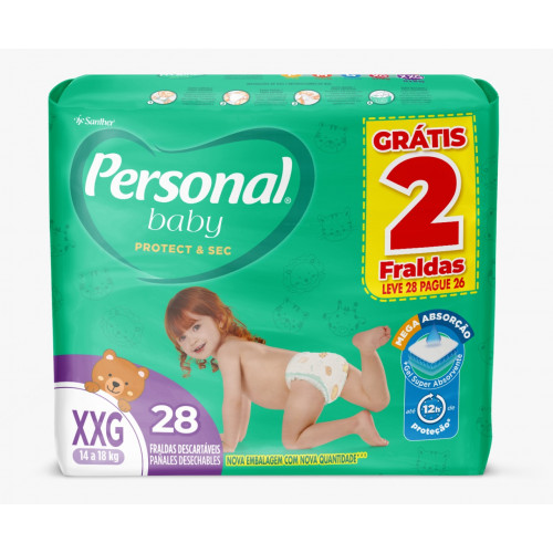 Fralda Personal Baby Protect&Sec Mega XXG C/28 UN FD com 9 PT