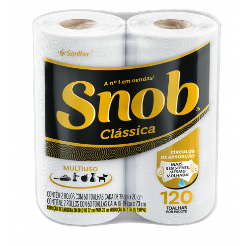 TOALHA DE PAPEL SNOB F DUPLA C/2 UNID - BRANCA PT COM 2 UM