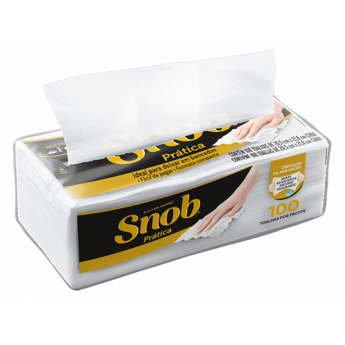 TOALHA DE PAPEL SNOB INTERFOLHADA C/100FL - 20,5 x 21,8 CM PT COM 100 FL
