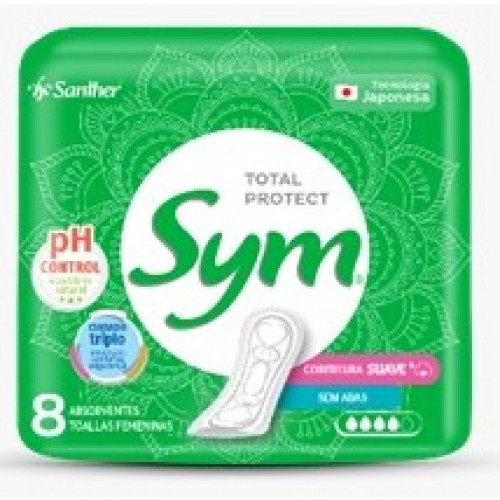 ABSORVENTE SYM SUAVE C/8 UNIDADES - NORMAL S/ ABAS DZ COM 12 UM
