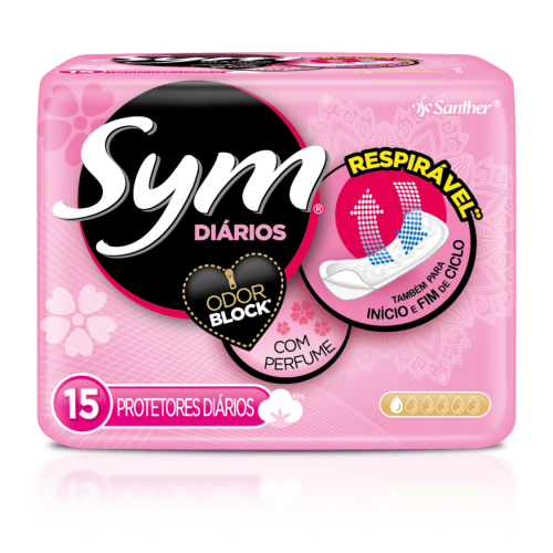 PROTETOR DIÁRO SYM C/15 UN - C/ FRAGÂNCIA PT COM 4 UM