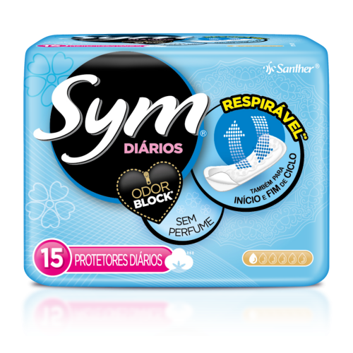 PROTETOR DIÁRO SYM C/15 UNIDADES - S/ FRAGÂNCIA PT COM 4 UM