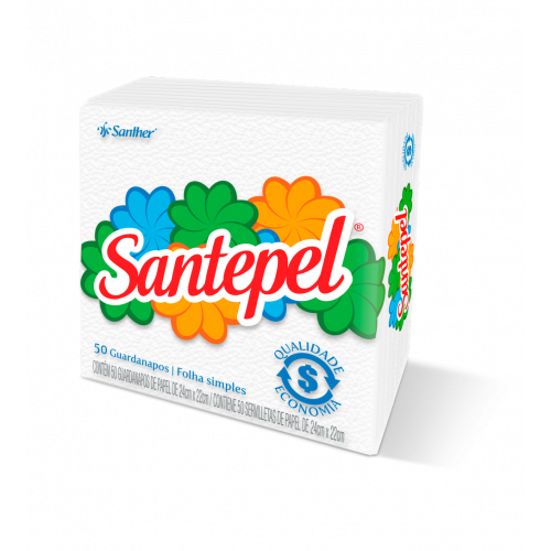 GUARDANAPO SANTEPEL PEQUENO - C/50 FOLHAS CF COM 16 UM