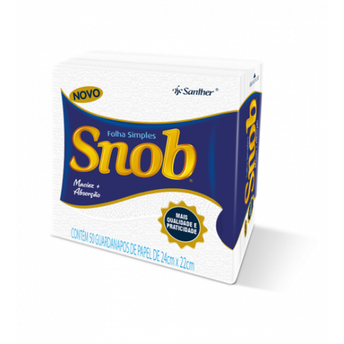 GUARDANAPO SNOB FOLHA SIMPLES PEQUENO C/ 50 FLS - BRANCA CF COM 16 PT