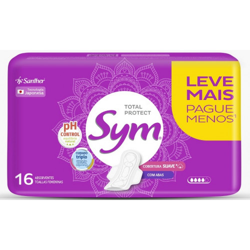 ABSORVENTE SYM PROMOCIONAL C/ ABAS 16UM - SUAVE CF COM 15 UM