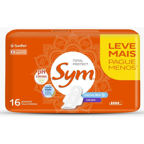 ABSORVENTE SYM PROMOCIONAL C/ ABAS 16UM - SECA CF COM 15 UM