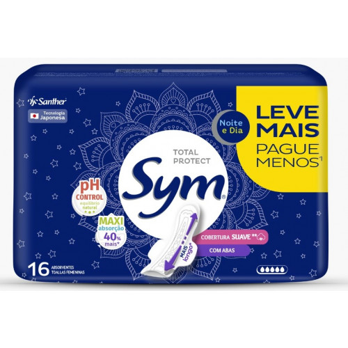 ABSORVENTE SYM PROMOCIONAL C/ ABAS 16UM - NOITE E DIA CF COM 15 UM