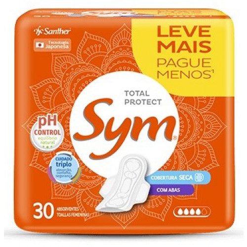 ABSORVENTE SYM PROMOCIONAL C/ABAS LEVE MAIS PAGUE MENOS - SECA PT COM 30UM