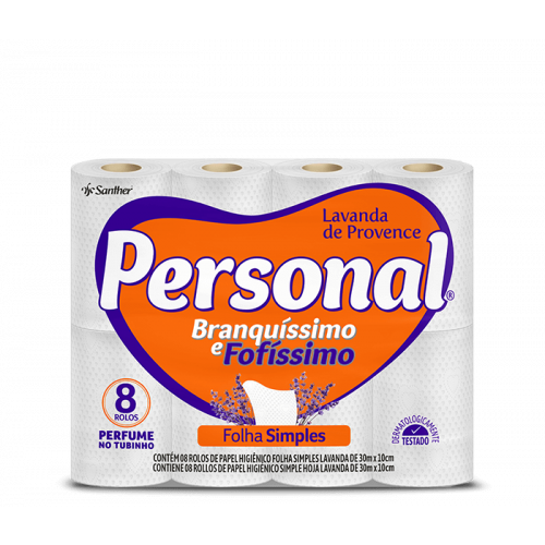 PERSONAL FOLHA SIMPLES COMPACTO C/8 UNIDADES - LAVANDA FD COM 8 PT