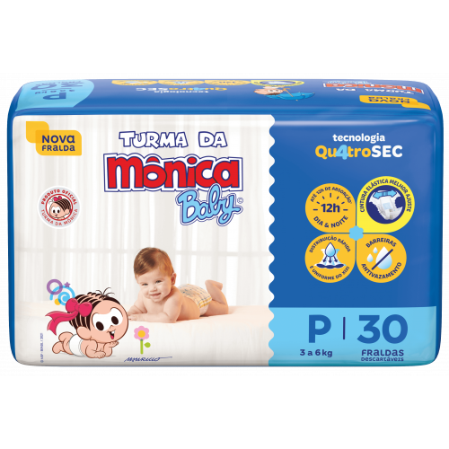 Fralda Turma da Mônica Jumbo (P) C/30 Fardos com 6 Pacotes